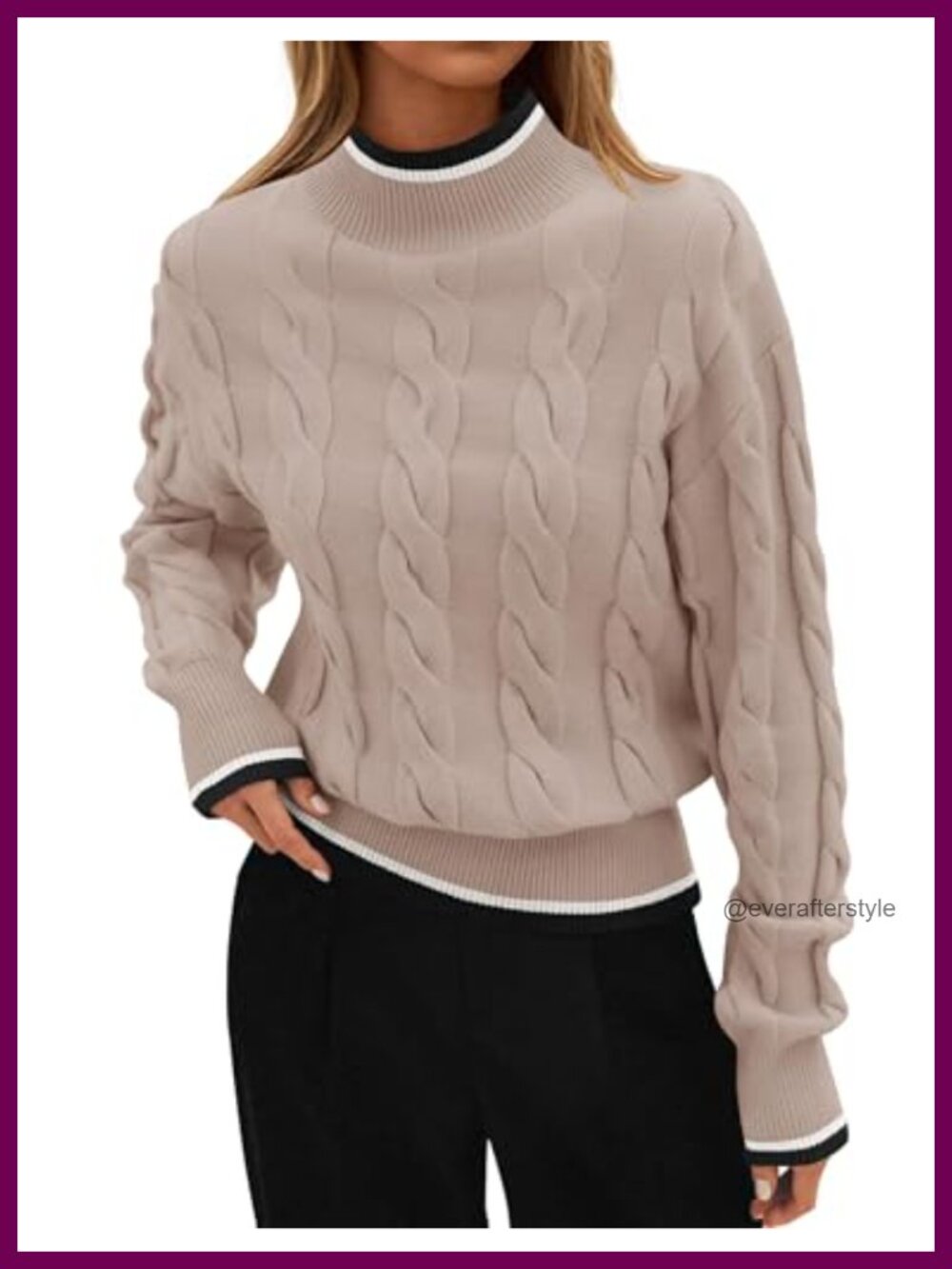 Chunky Twist Mock Neck Pullover Sweater